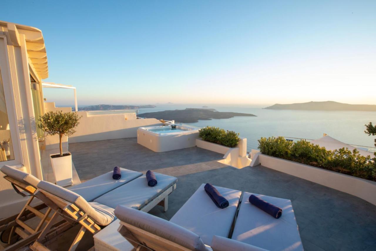 Sunset View Villa Santorini - With Outdoor Jacuzzi Фиростефани Екстериор снимка